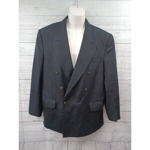 Vtg Oscar de la Renta double breasted 42R blazer black Crest Buttons